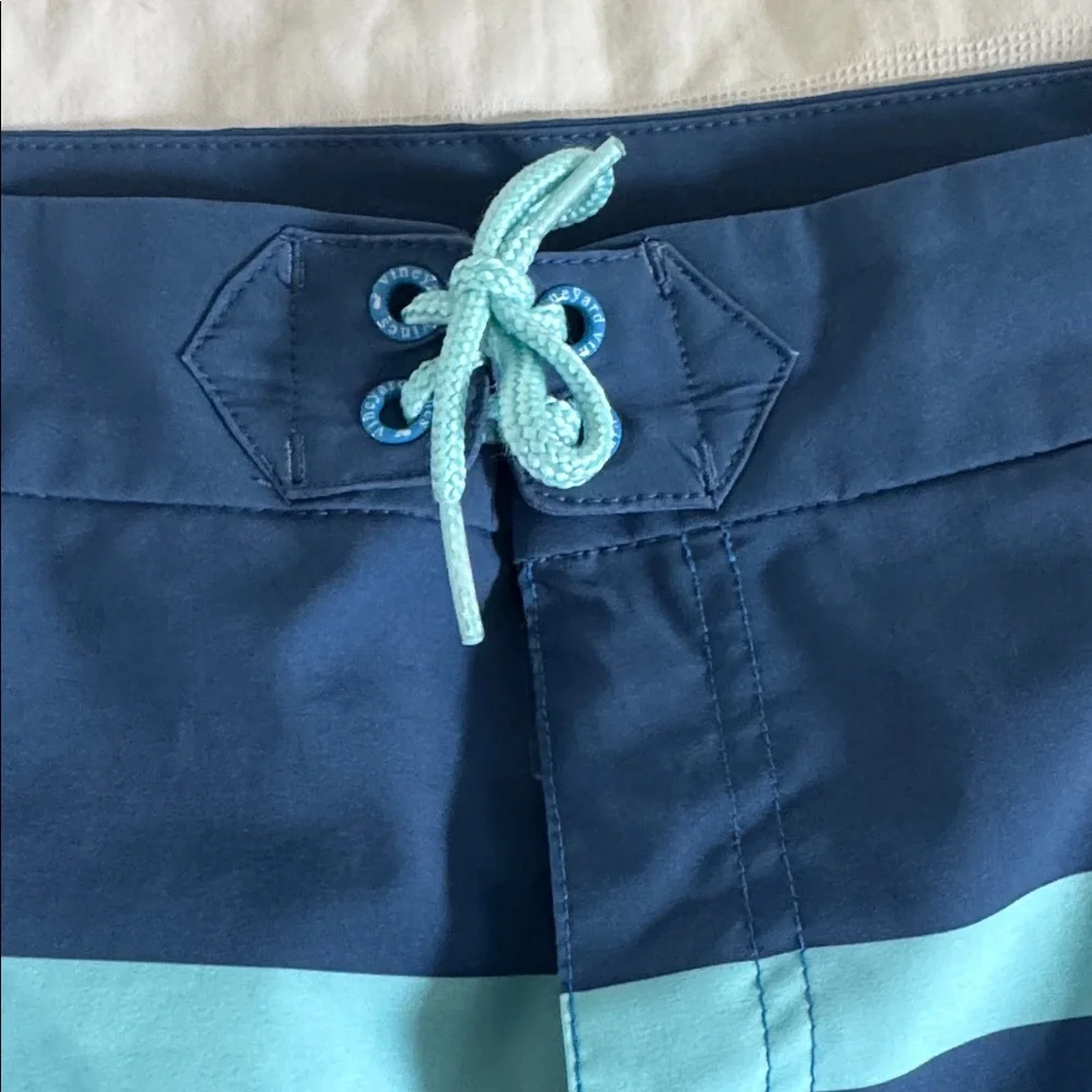 Vineyard Vines Navy and Aqua Striped Men’s Swim Board Shorts
